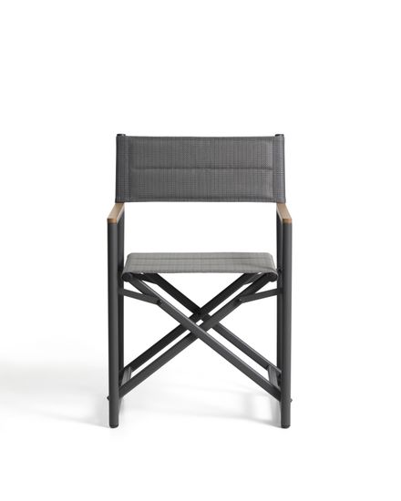 Складной уличный стул Tisno из графитового алюминия и серого текстиля