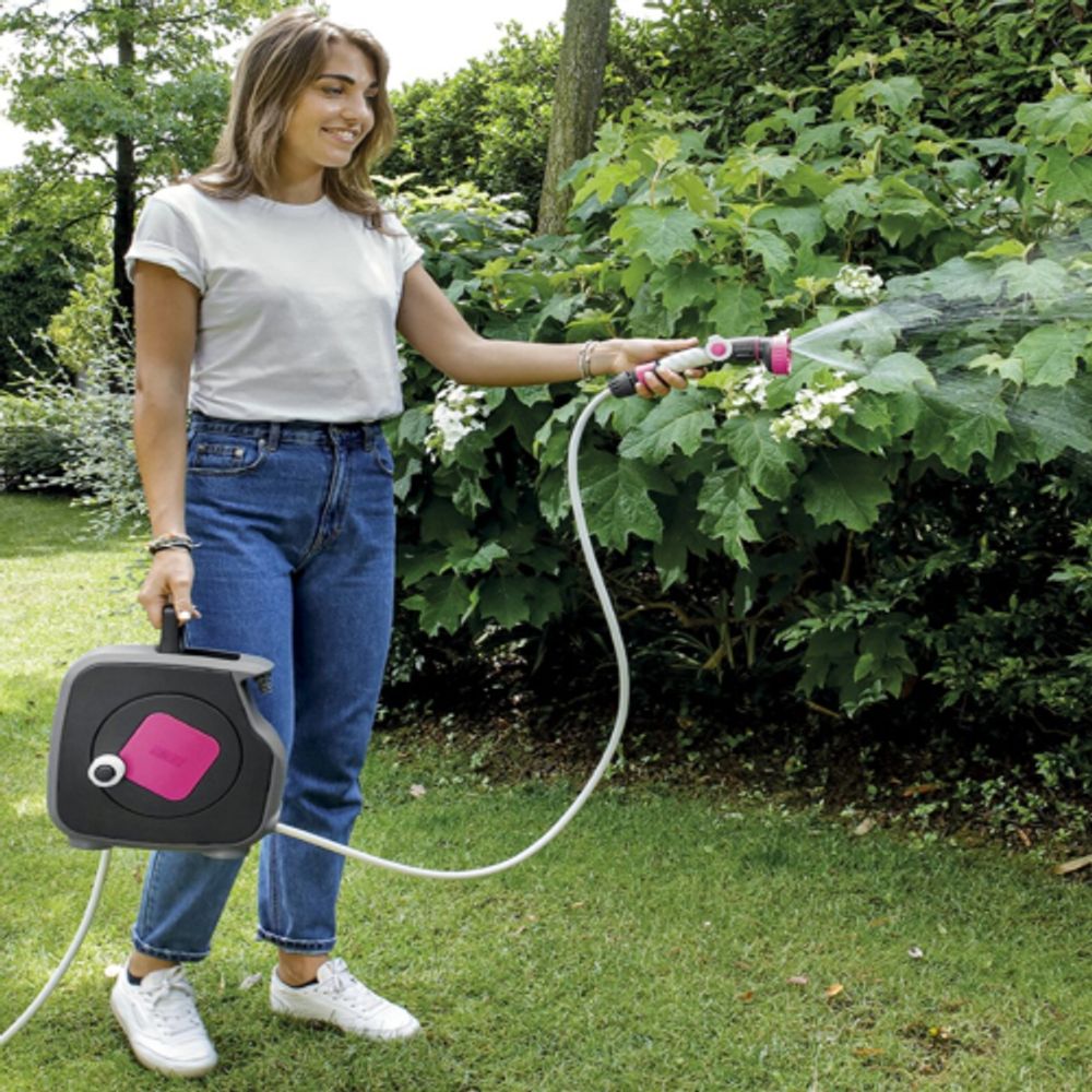 Катушка для шланга GF GF80285628 AQUABAG STYLE механическая в комплекте со шлангом 9 мм 11,5 м | Аксессуары для полива Green Apple