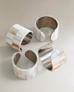 ZARA HOME ПЕРЛАМУТРОВЫЕ КОЛЬЦА ДЛЯ САЛФЕТОК (НАБОР ИЗ 4 ШТ.), СВЕТЛО-БЕЖЕВЫЙ