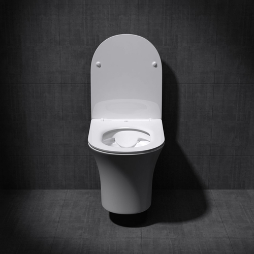 Унитаз напольный Бетта безоботковый, тонкое сиденье микролифт Акватек