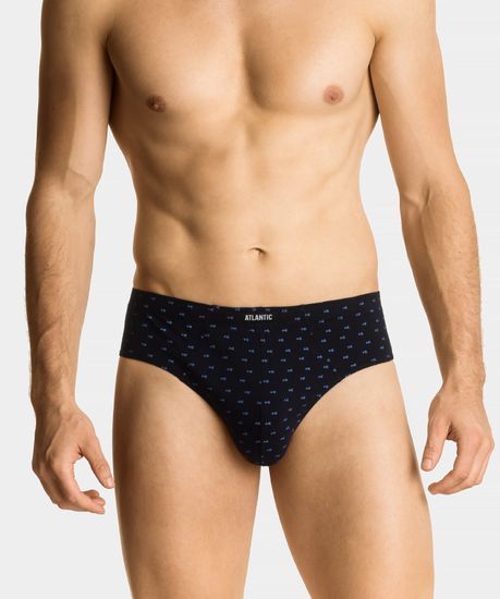 Мужские трусы (3шт) слипы классика Atlantic 3MP-126, темно-синие + темно-голубые + серый меланж