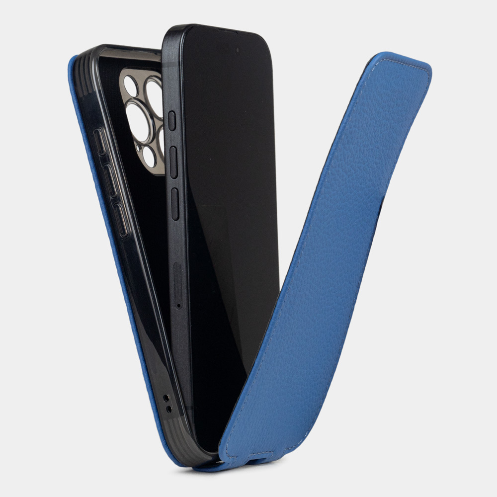 Кожаный чехол для iPhone 16 Pro, теленок цвета королевский синий