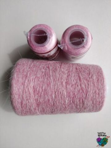 Розовый меланж, арт. 961, пух норки красная этикетка