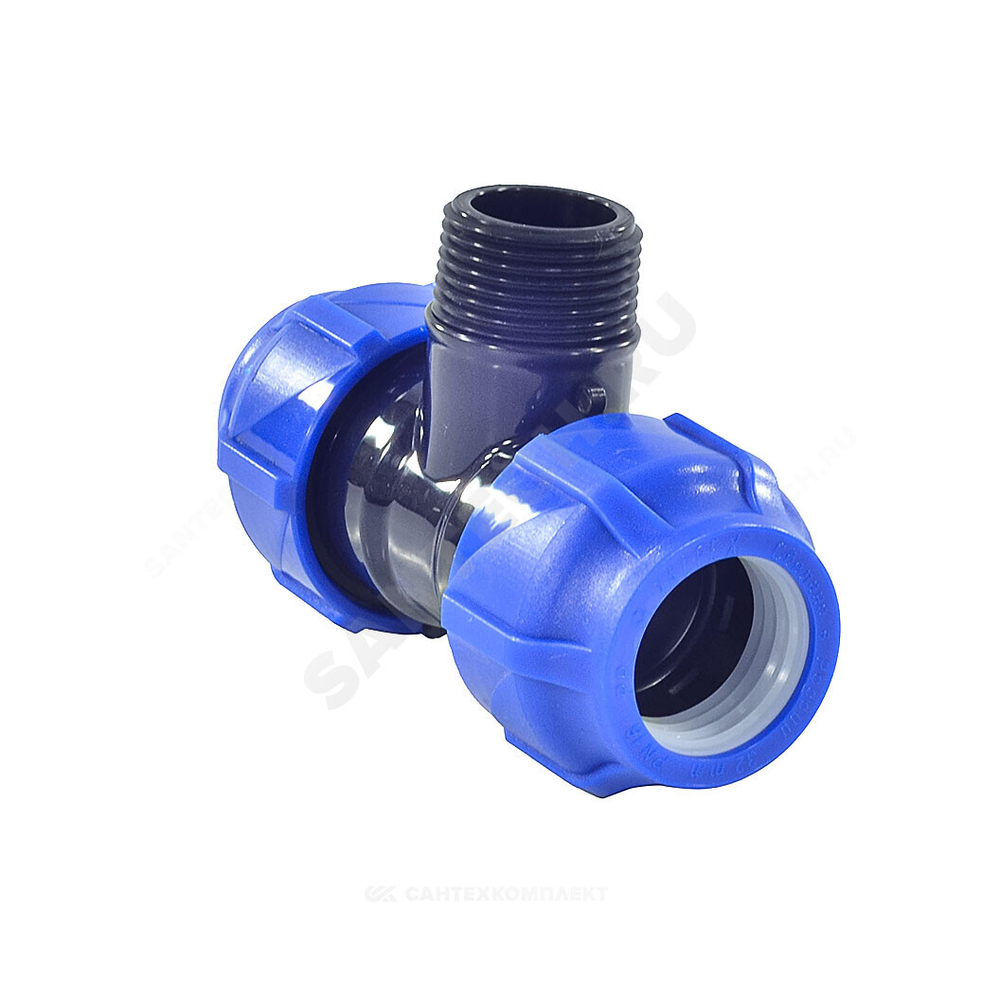 Тройник компрессионный ПЭ Дн 20х1/2"х20 НР Ру16 VALFEX 1210022001220