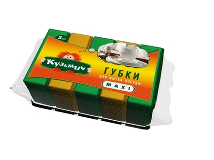 Кузьмич Губки для мытья посуды MAXI 5 штук *50*150