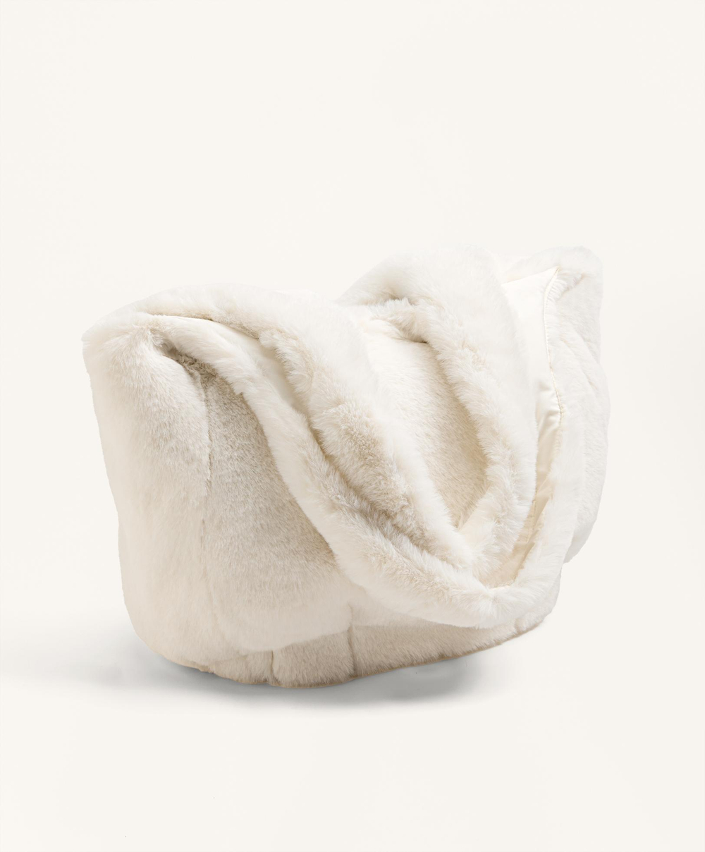 Oysho Сумка-шоппер из искусственного меха, экрю