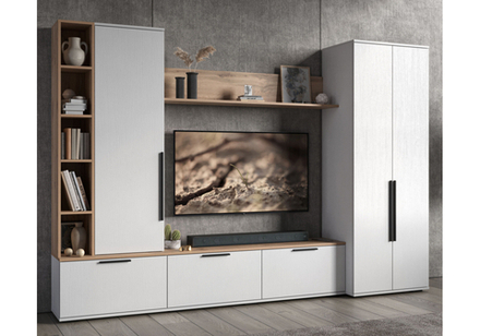 Готовая гостиная Woodville Филеста белый, дуб вотан комплектация 1