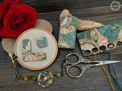 Игольница магнитная с принтом "Переплетённые листья II" У. Морриса