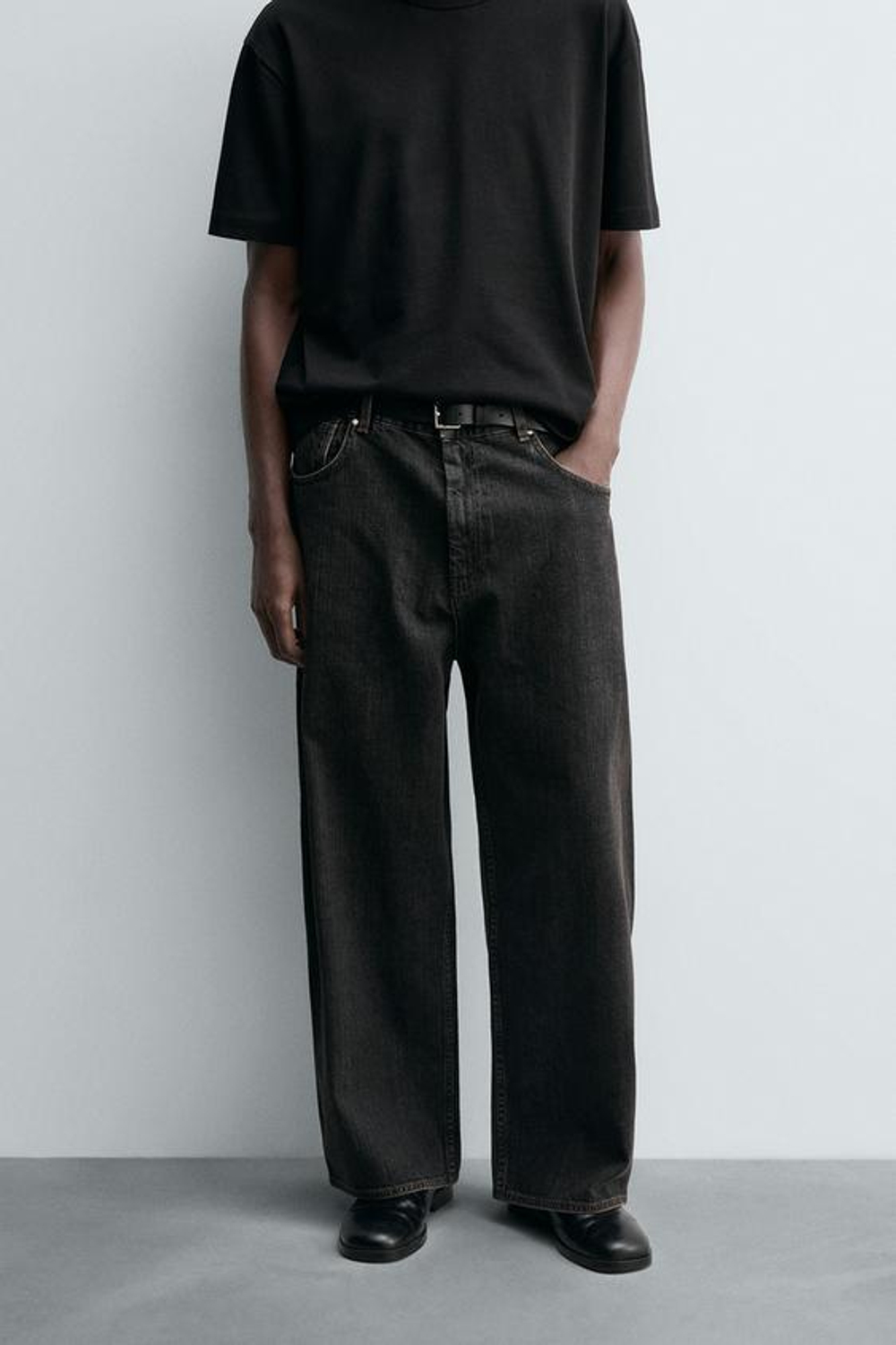 ZARA ДЖИНСЫ WIDE FIT, КОРИЧНЕВЫЙ