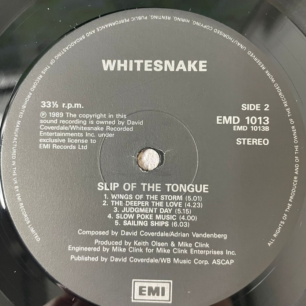 Винтажная виниловая пластинка LP Whitesnake Slip Of The Tongue (Англия 1989)