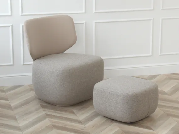 Пуф E5.2, 54х54х34 см, бежевая рогожка