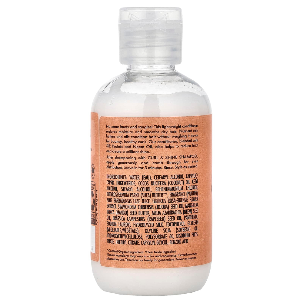 SheaMoisture, Curl & Shine, кондиционер для волос, с кокосом и гибискусом, для густых, вьющихся волос, 95 мл (3,2 жидк. унции)