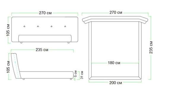 Двуспальная кровать Rever 180х200 см, серая