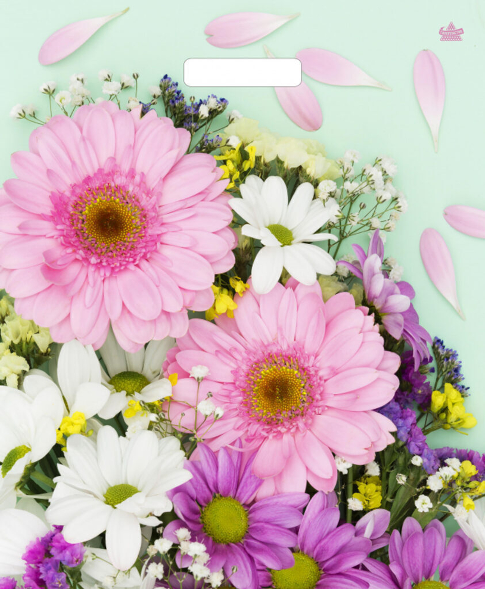 Пакет 45*38см (60мк) с вырубной укрепл. ручкой "Нежные герберы" Глянец ПВД