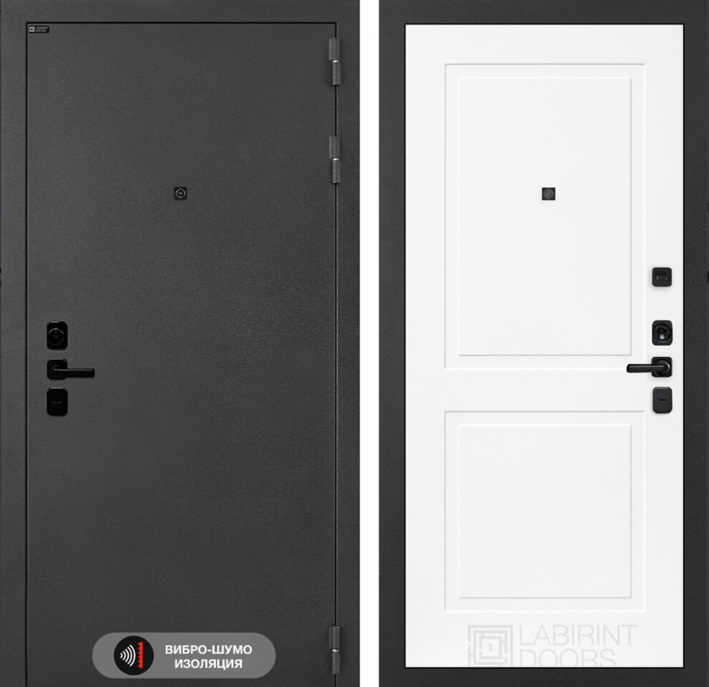 Входная металлическая дверь Лабиринт ACUSTIC (АКУСТИК) 11 Белый софт