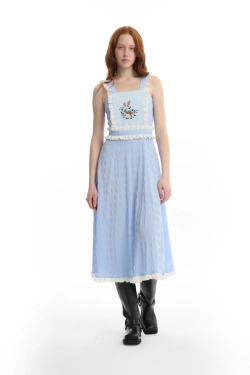 Платье-миди из жатого хлопка