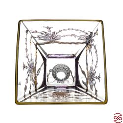 Конфетница на ножке с крышкой TIMON Violet/Gold 28*17см