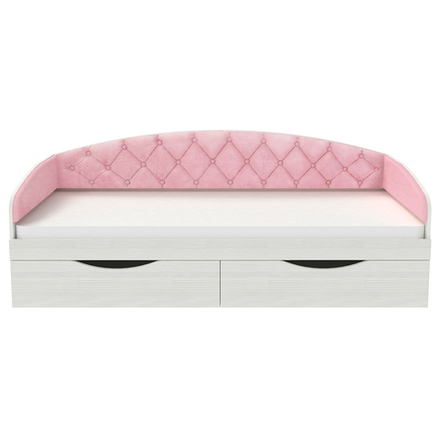 Кровать односпальная КарИВи Беллуччи с каретной стяжкой 80х190 Белое Дерево Розовый