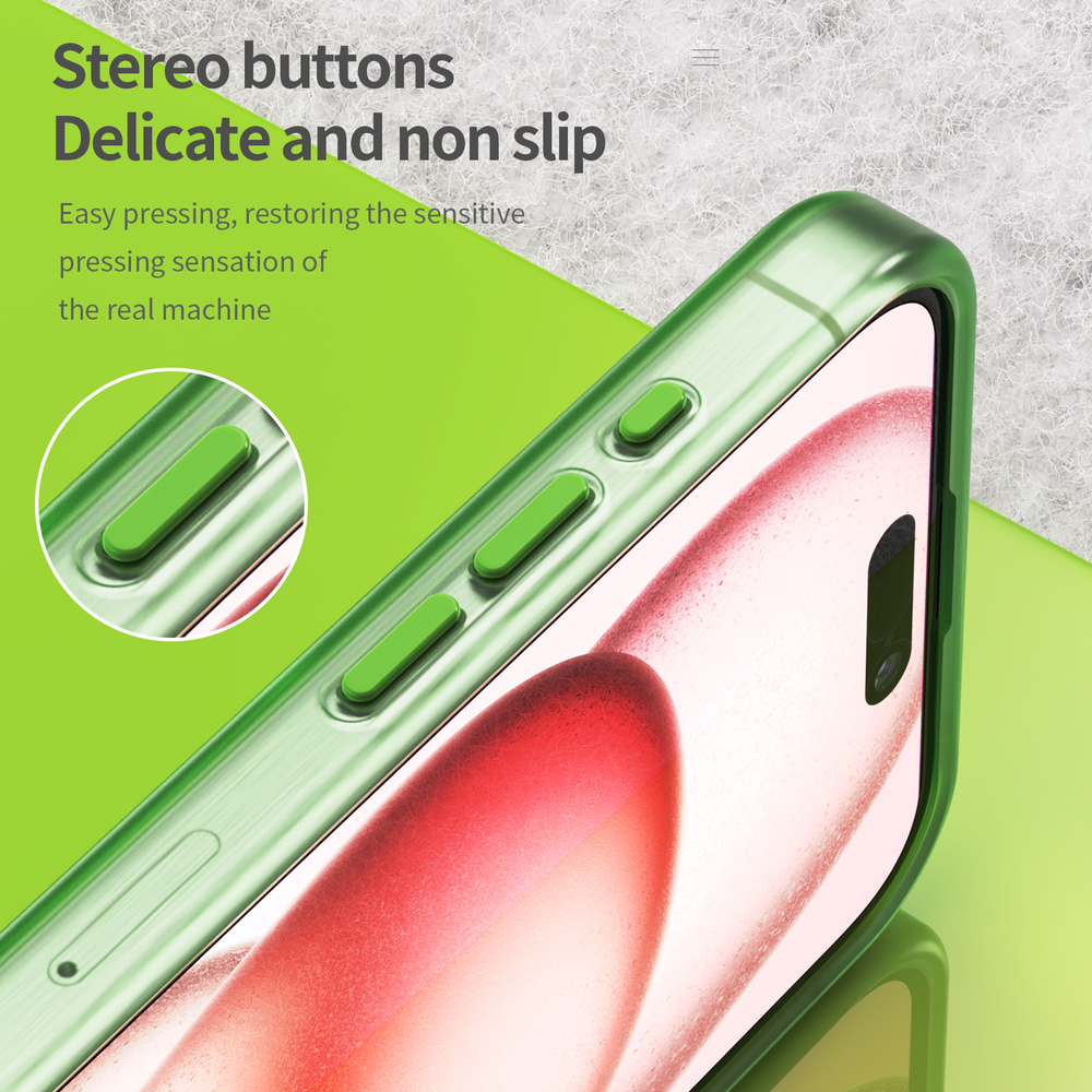 Мягкий чехол ярко-зеленого цвета с поддержкой зарядки MagSafe для iPhone 15 Pro Max, серия Frosted Magnetic