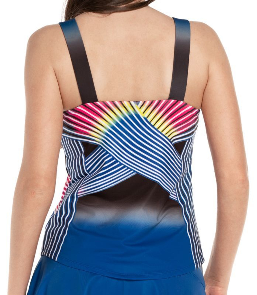 Женский топ теннисный Lucky in Love Neon Lights Tank W/Bra - electric blue