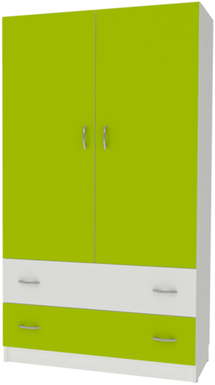 Шкаф 2-х створчатый КарИВи Кадет Белый  Лайм