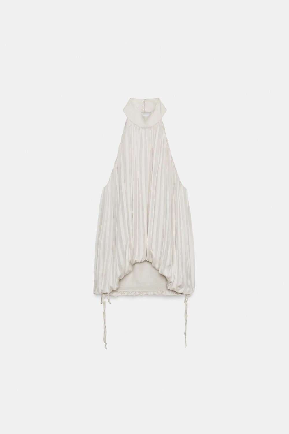 ZARA ПЛИССИРОВАННЫЙ ТОП ХАЛТЕР — ZW COLLECTION, ЖЕМЧУЖНЫЙ/БЕЖЕВЫЙ