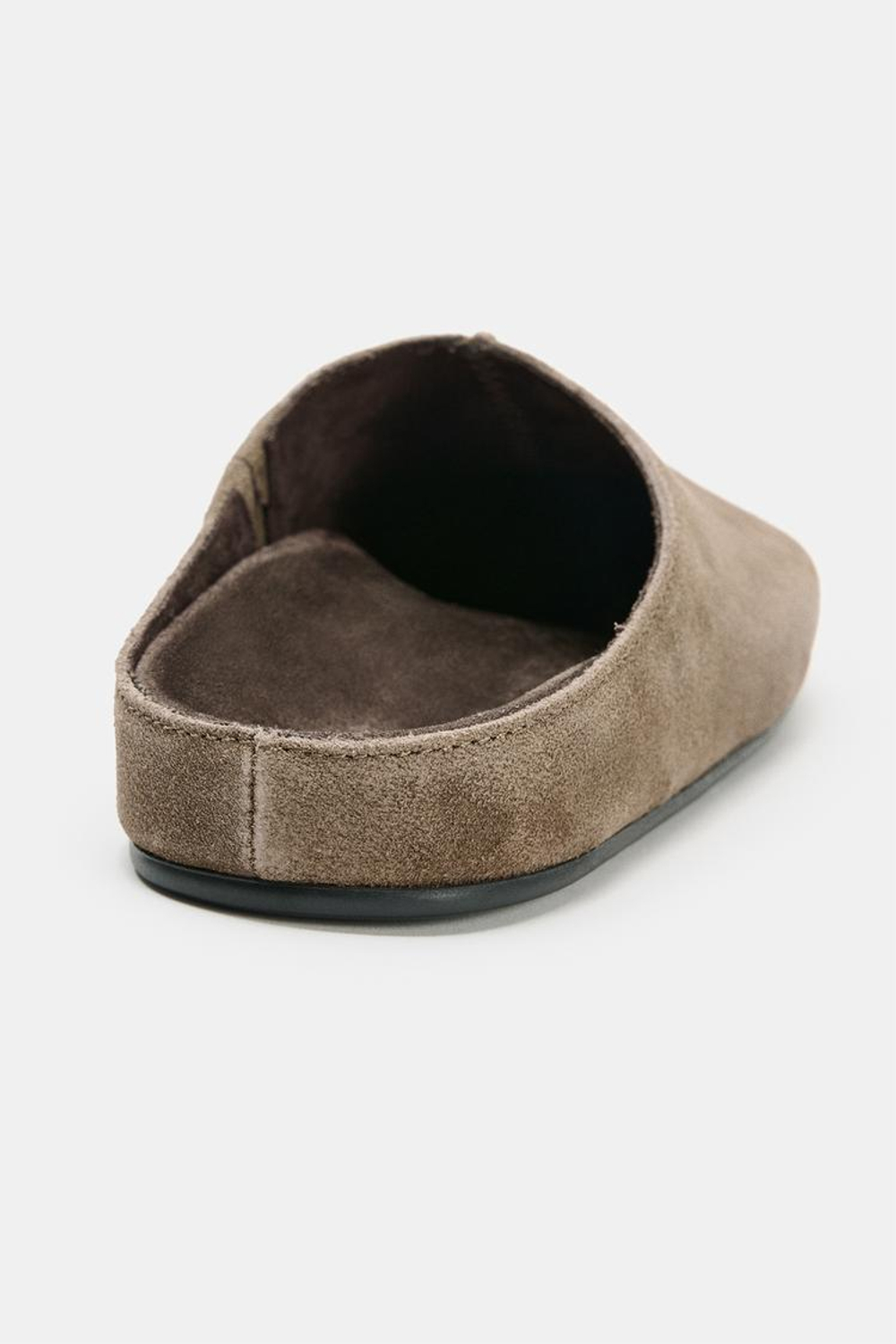 ZARA ТУФЛИ-МЮЛИ ИЗ СПИЛКА, СЕРО-КОРИЧНЕВЫЙ