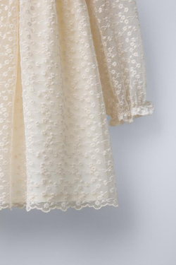 ZARA ПЛАТЬЕ С ЦВЕТОЧНЫМ ПРИНТОМ И ВЫШИВКОЙ, ЭКРЮ