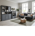 Шкаф витрина, 103х41х139, Лэйквью, буфет в кухню, сервант с 2 раздвижными дверями из массива дерева, MAKOSA