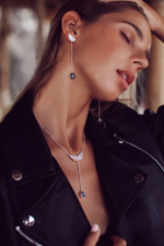 Серьги-трансформеры «Невесомость» с черной шпинелью