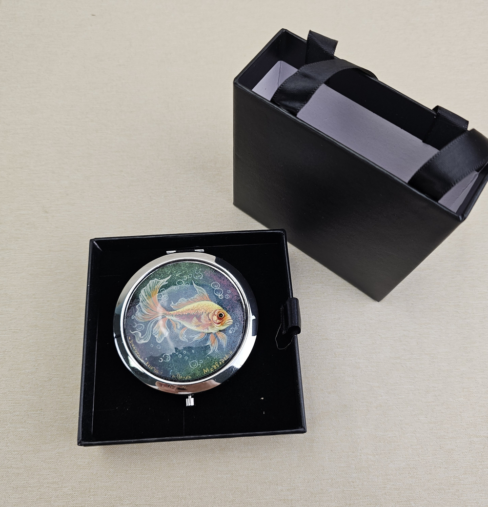 Двустороннее зеркало "Золотая рыбка" с ручной росписью