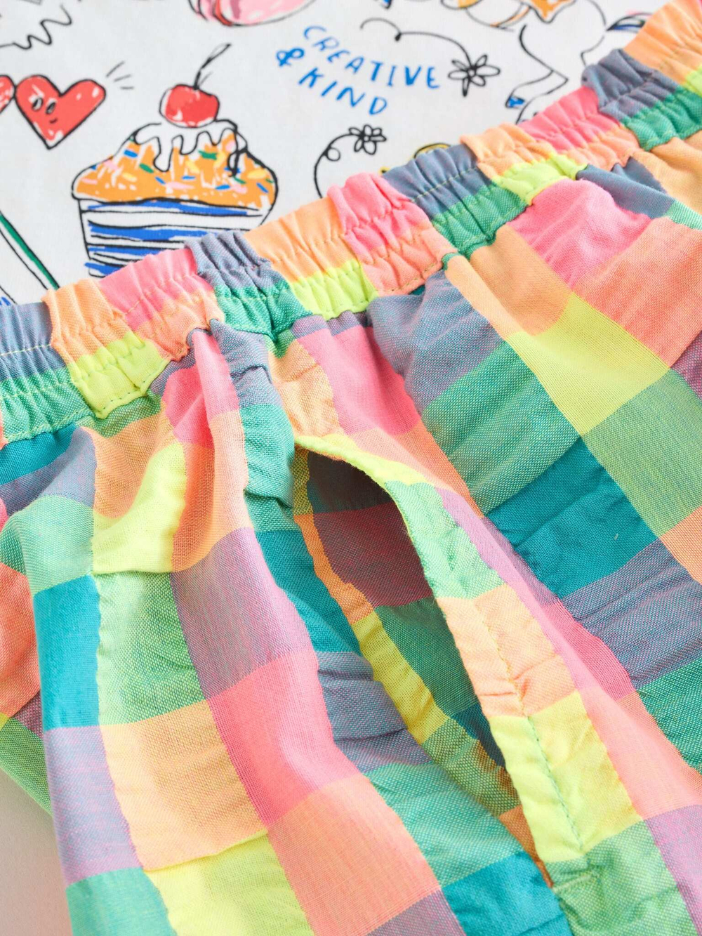 Футболка и шорты в комплекте для девочки Next AD0-174, Белый, Розовый, Салатовый