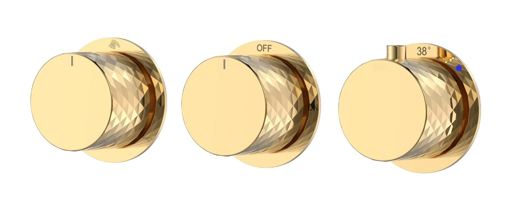 Смеситель встроенный с термостатом STICK DIAMOND GOLD 3-проходной