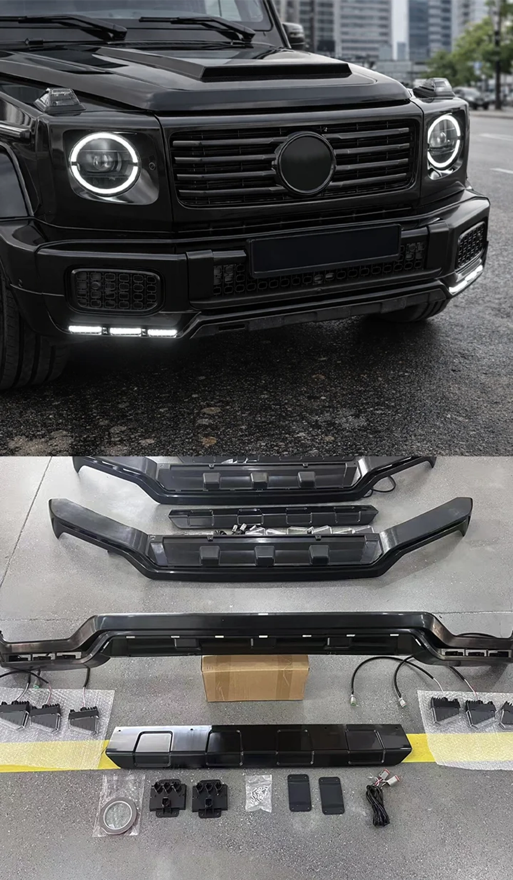 Карбоновая губа переднего бампера со светом для Mercedes-Benz G-Class W465 G63 G500 2025+ гелик гелентваген