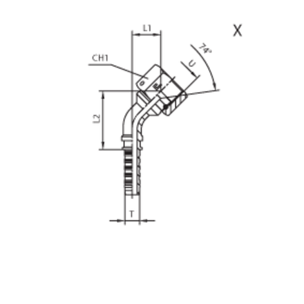 Фитинг DN 05 JIC (Г) 1/2 (45) (накидная гайка)