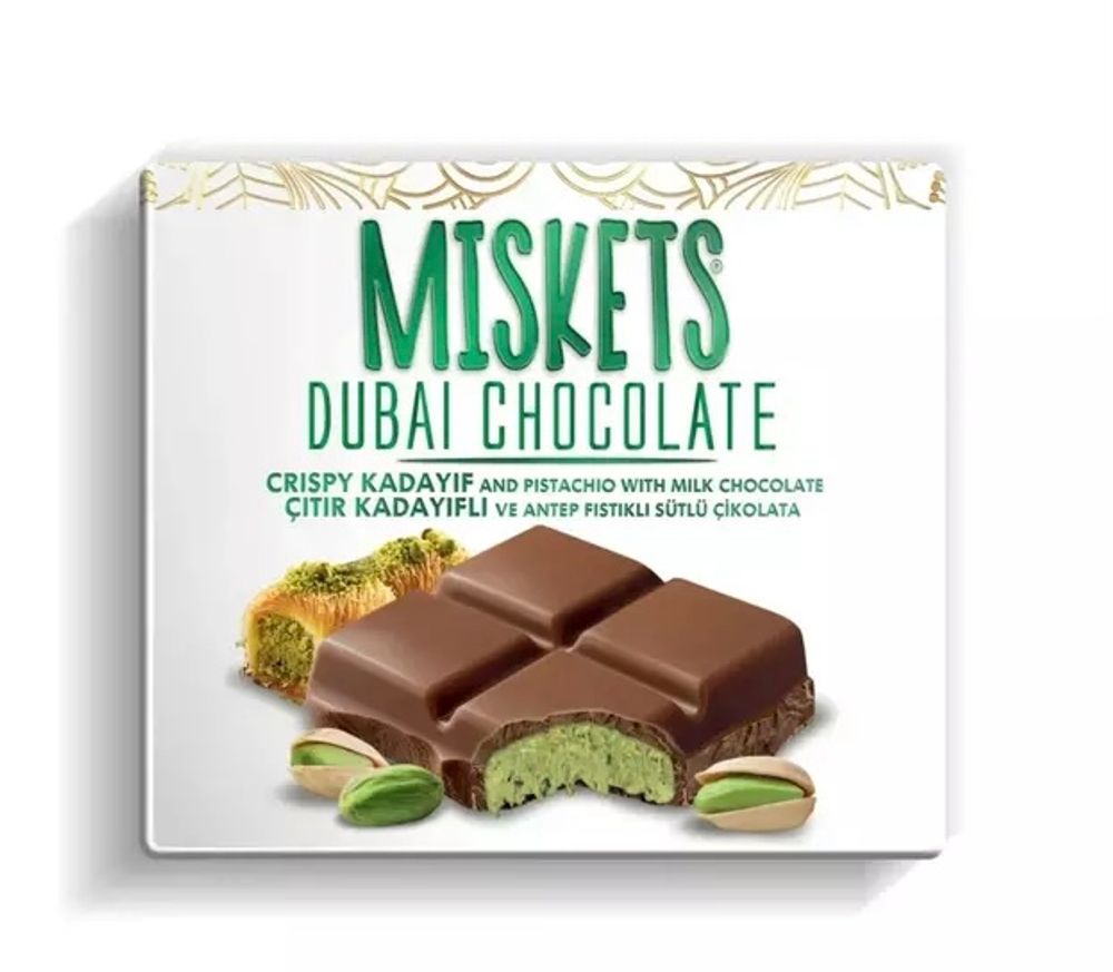 Шоколад Дубайский молочный с фисташковой пастой 100г