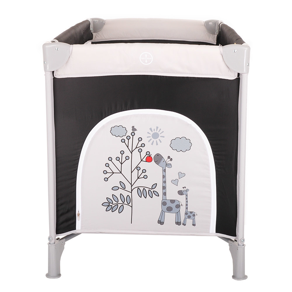 PITUSO Манеж-кровать Florecita Black/Черный,1 уровень,2 кольца,2 колеса,лаз на молнии,125X65X78 см