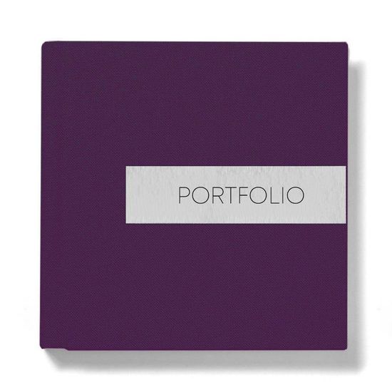 20x20 фотокнига с льняной обложкой "Violet" с металлической вставкой