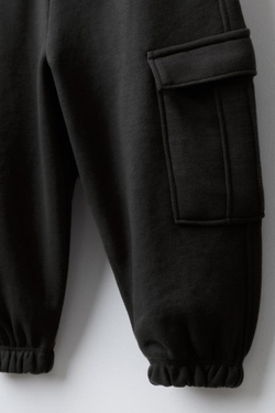 ZARA БРЮКИ-ДЖОГГЕРЫ КАРГО ИЗ МЯГКОЙ ТКАНИ, ЧЕРНЫЙ