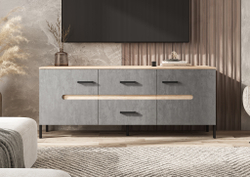 Тумба для ТВ Ким (металл), Бетон темный, Сонома