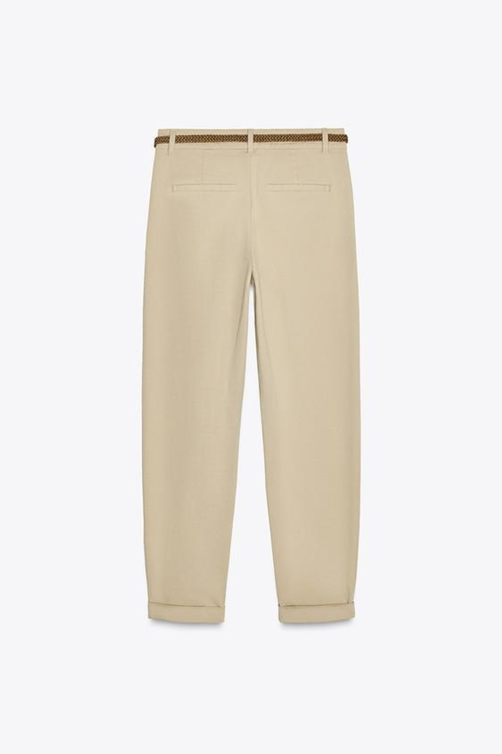 ZARA БРЮКИ ЧИНОС С ПЛЕТЕНЫМ РЕМНЕМ, СВЕТЛЫЙ ЖЕЛТО-КОРИЧНЕВЫЙ