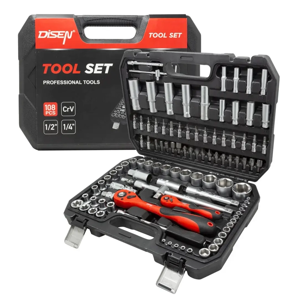 Набор инструментов 108пр.1/4''1/2''(6гр.)(4-32мм) DISEN DS-41082-5