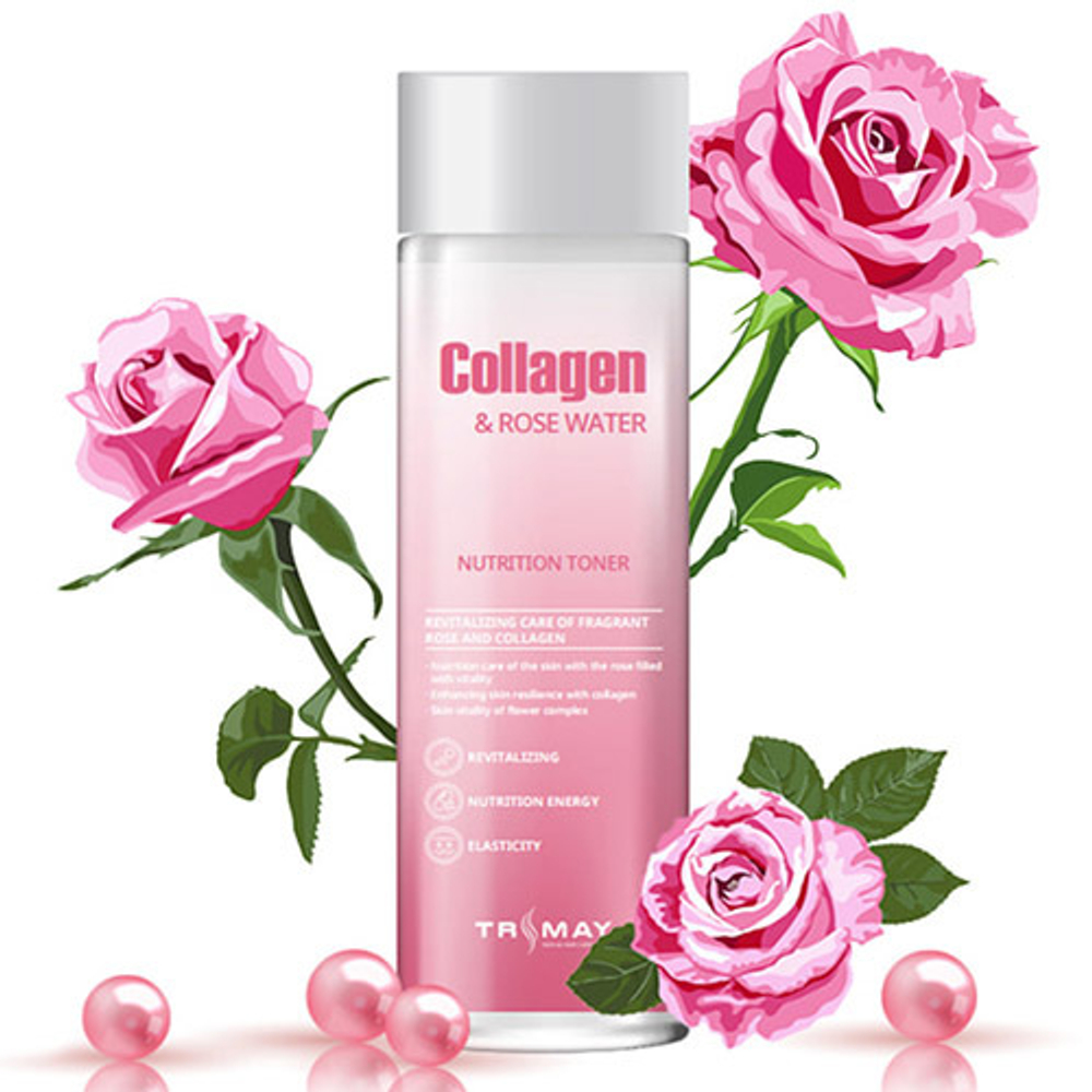 Trimay Collagen & Rose Water Nutrition Toner тонер с экстрактом прованской розы и коллагеном