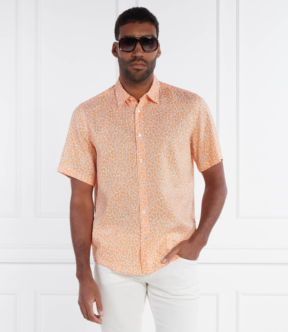 Льняная рубашка BOSS BLACK - оранжевый(50515157)