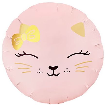 Круг "Кошечка с бантом" розовый сатин