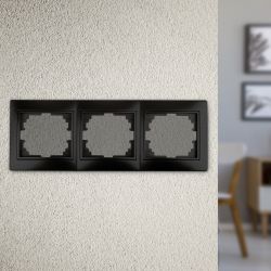 Рамка для розеток и выключателей Intro Plano 1-503-05 на 3 поста горизонтальная, СУ, антрацит