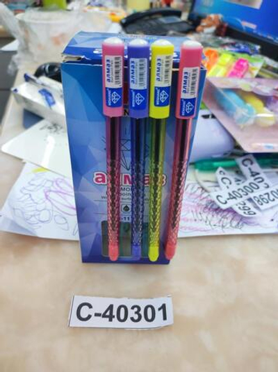 Ручка масляная, 0,7мм, синяя, граненый корпус, 4 цвета микс, С-40301