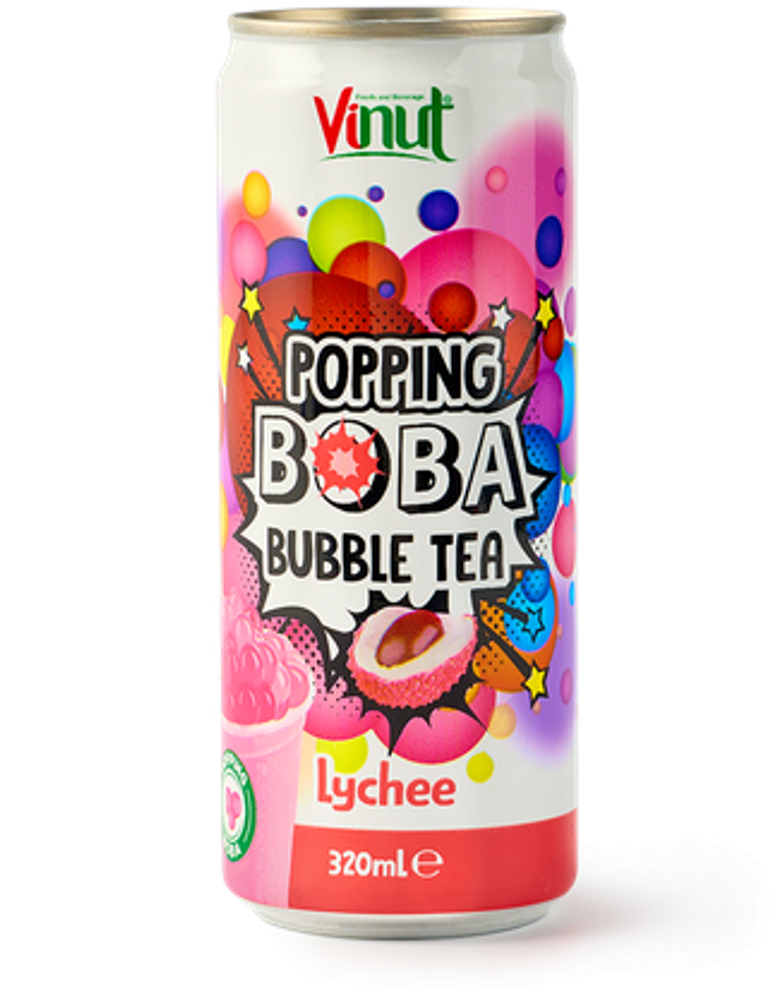 Чай Холодный Черный со Вкусом Личи Bubbles Of Love-Lichee Popping Boba Tea 0.32 - банка