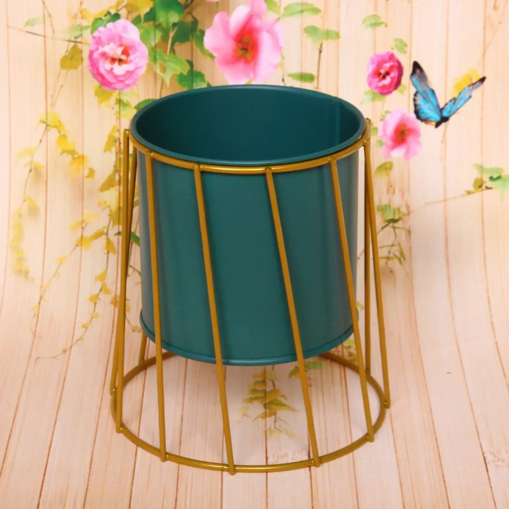 Кашпо металлическое «Vesna-Грейси» 9,5*11*12,5см на металлической подставке,цвет голубой