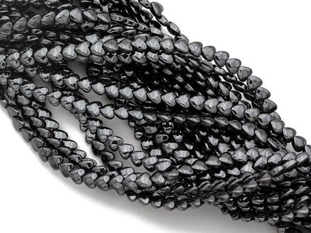 Нить гематитовых бусин "Сердце" 4,2мм